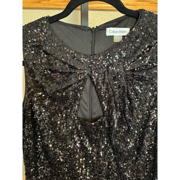 Calvin Klein Black Sequin Cutout Sleeve Dress Size 12P Petite – NWT - Picture 5 of 9